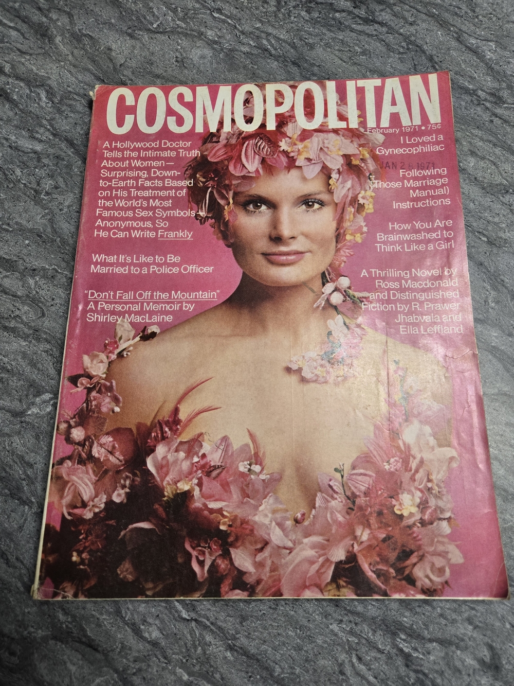 Cosmopolitan Vintage Magazine February 1971 - Pink Floral Cover